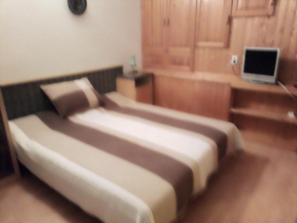 1 dormitorio con 1 cama grande en una habitación en Panoráma Pihenőház, en Balatonalmádi