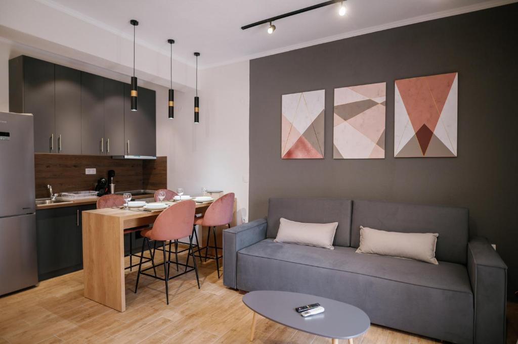 Kuchyňa alebo kuchynka v ubytovaní STAMATINA'S LUXURY APARTMENTS (DELUXE SUITE)
