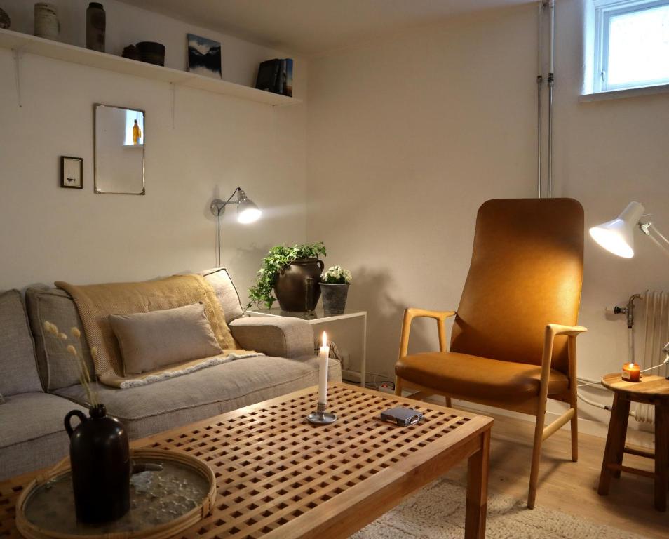 Кът за сядане в Apartment with Terrace in the Swedish High Coast