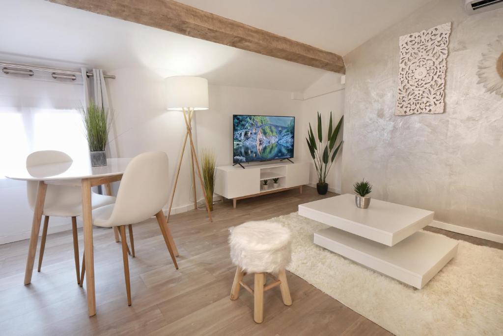 Televízia a/alebo spoločenská miestnosť v ubytovaní Appartements Premium en Hyper Centre Ville