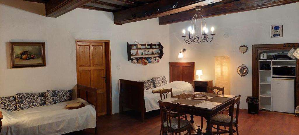 Kuchyň nebo kuchyňský kout v ubytování Apartmány U sv. Floriána
