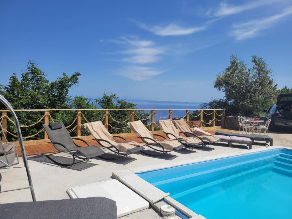Bazén v ubytování Ferienwohnung mit Pool Kroatien mit Meerblick und Pool nebo v jeho okolí