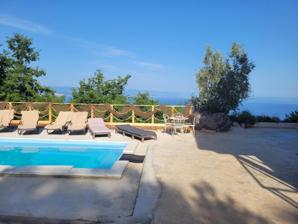 Bazén v ubytování Ferienwohnung mit Pool Kroatien mit Meerblick und Pool nebo v jeho okolí