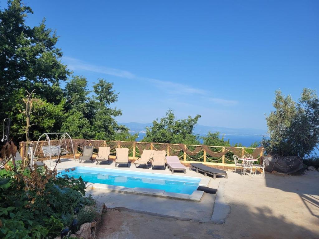 Bazén v ubytování Ferienwohnung mit Pool Kroatien mit Meerblick und Pool nebo v jeho okolí