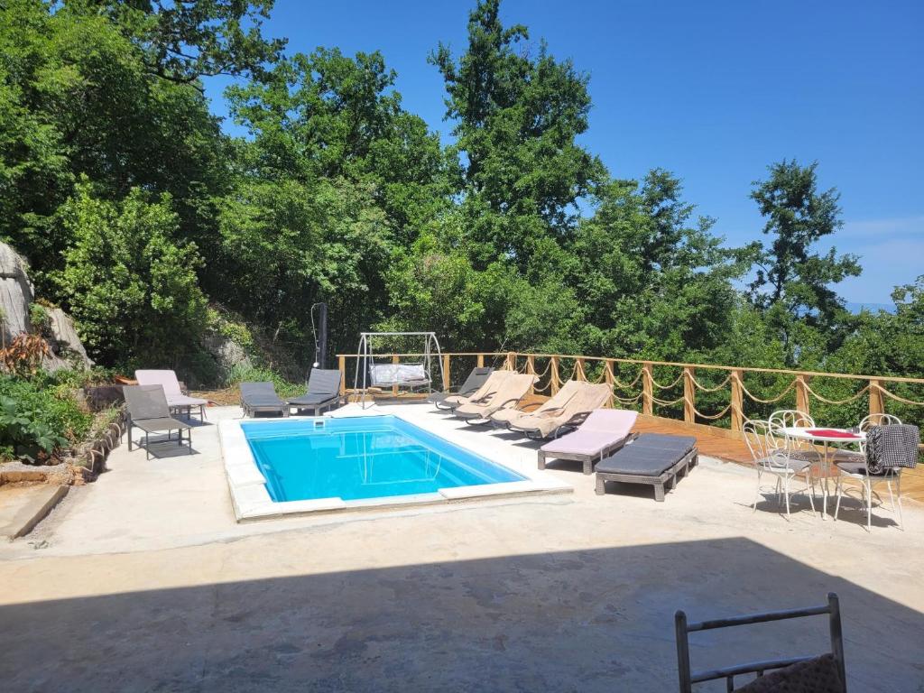 Bazén v ubytování Ferienwohnung mit Pool Kroatien mit Meerblick und Pool nebo v jeho okolí