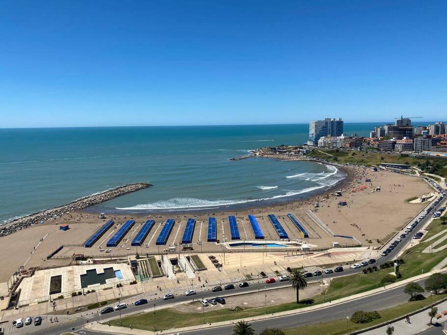 an aerial view of a beach and the ocean at Dpto con vista increible 102 in Mar del Plata