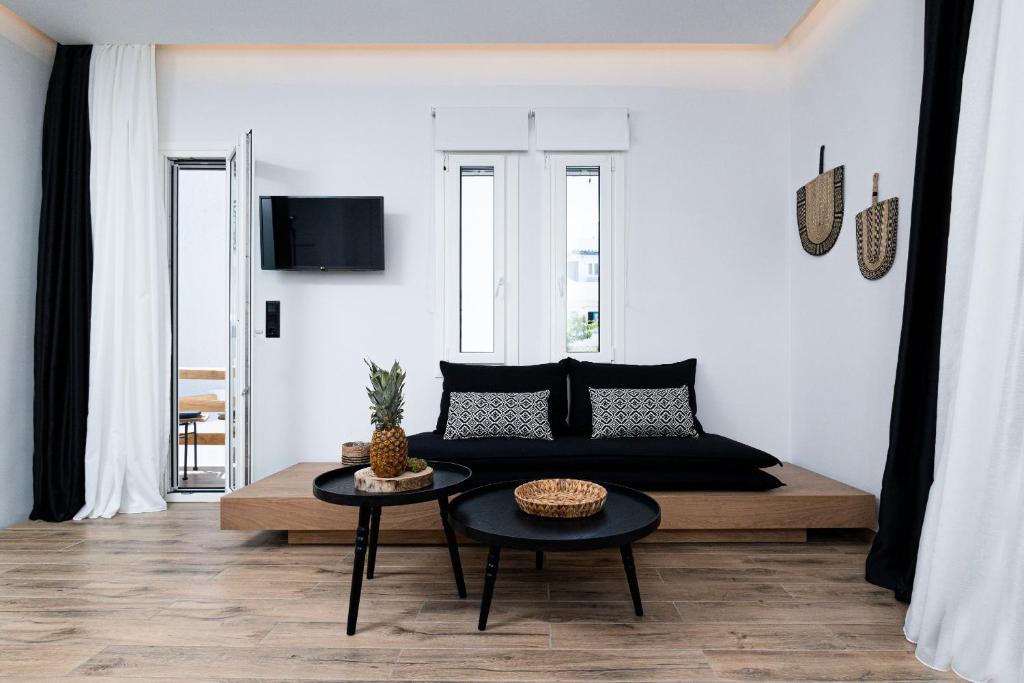 Televízia a/alebo spoločenská miestnosť v ubytovaní Naxian Memories Apartments