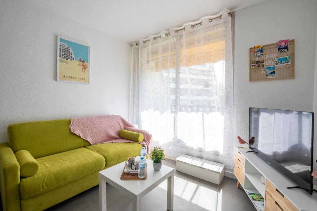 Televízia a/alebo spoločenská miestnosť v ubytovaní Studio Vasco / confortable / lumineux / parking privé