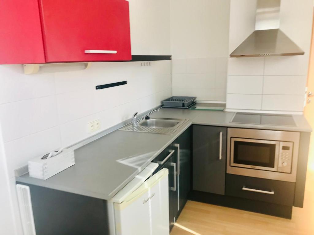 Kuchyň nebo kuchyňský kout v ubytování Apartment ODEON