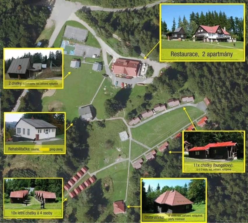 a map of a home with different houses at Rekreační středisko Královec in Valašské Klobouky