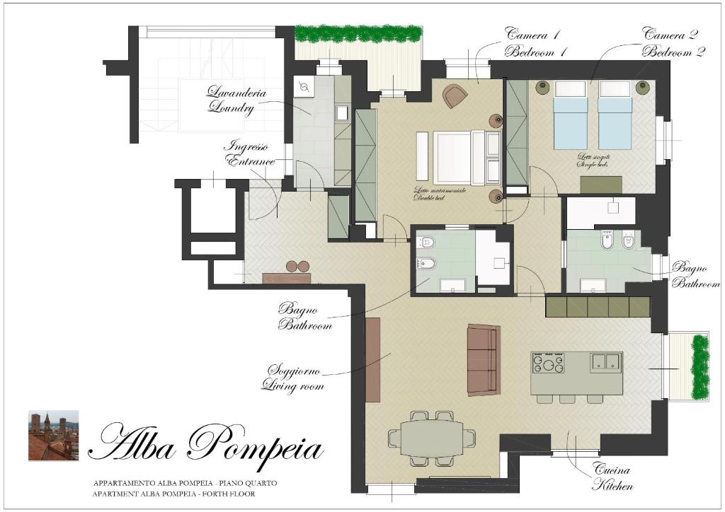 Plan piętra w obiekcie Villa Vitae - Alba Pompeia - Luxury apartment