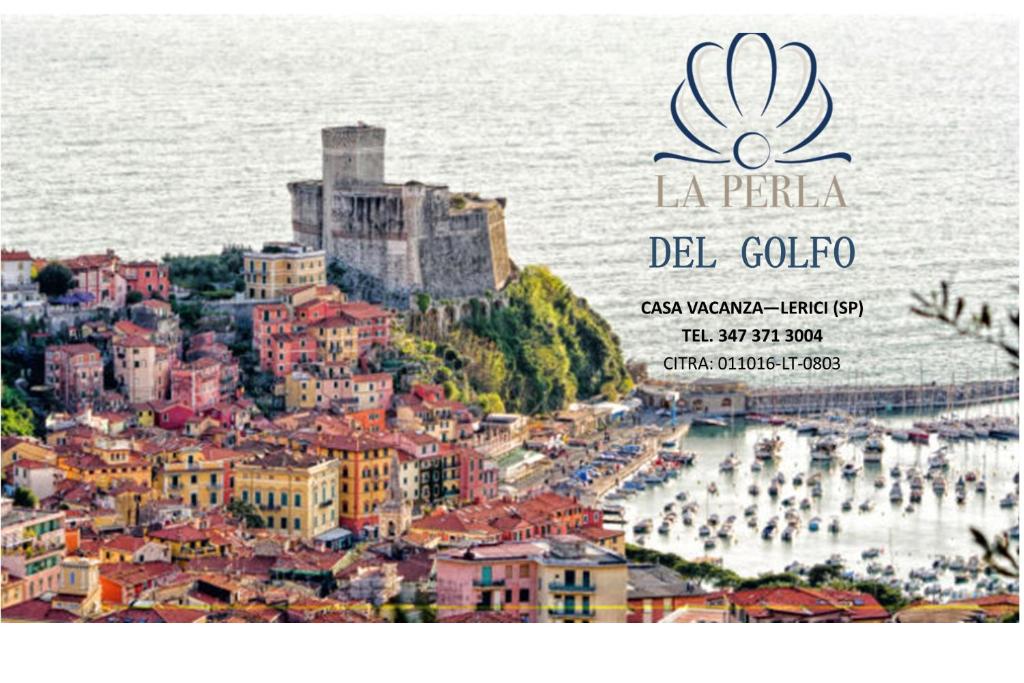 a poster of a city with a view of a city at PERLA DEL GOLFO (con Box Auto) in Lerici