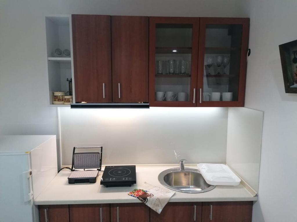 Kuchyň nebo kuchyňský kout v ubytování Apartmani Glorija
