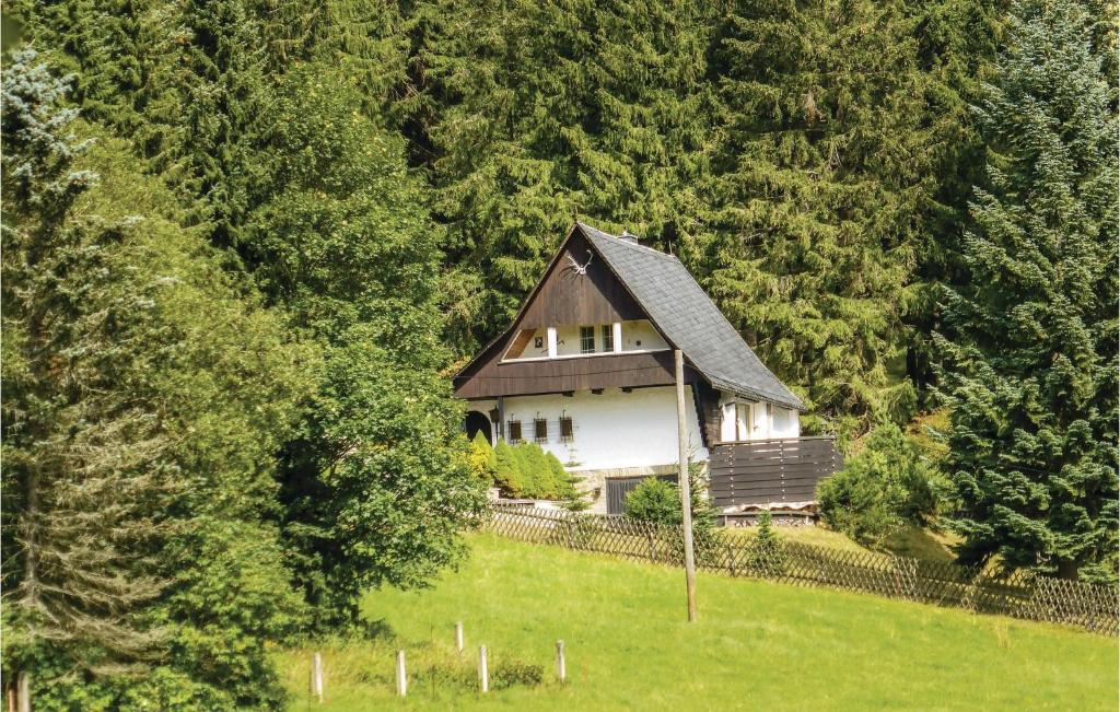 ein kleines Haus inmitten eines Feldes in der Unterkunft Ferienhaus Am Einsberg Q in Tellerhäuser