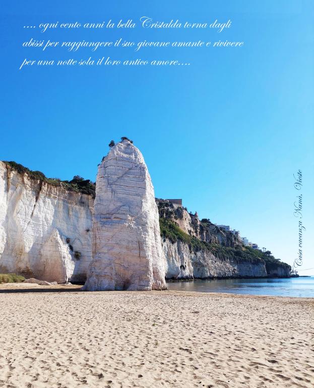 a rock formation on a beach next to the water at CASA VACANZE NANA' VIESTE in Vieste