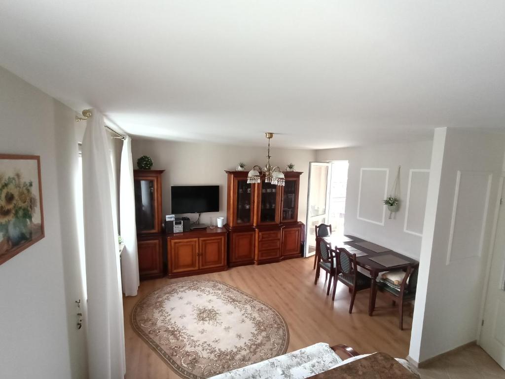 Televízia a/alebo spoločenská miestnosť v ubytovaní Apartament na Srebrnej