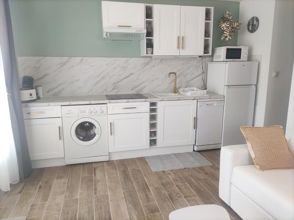 Kuchyňa alebo kuchynka v ubytovaní Appartement JADE dans résidence proche Tennis/ centre naturiste