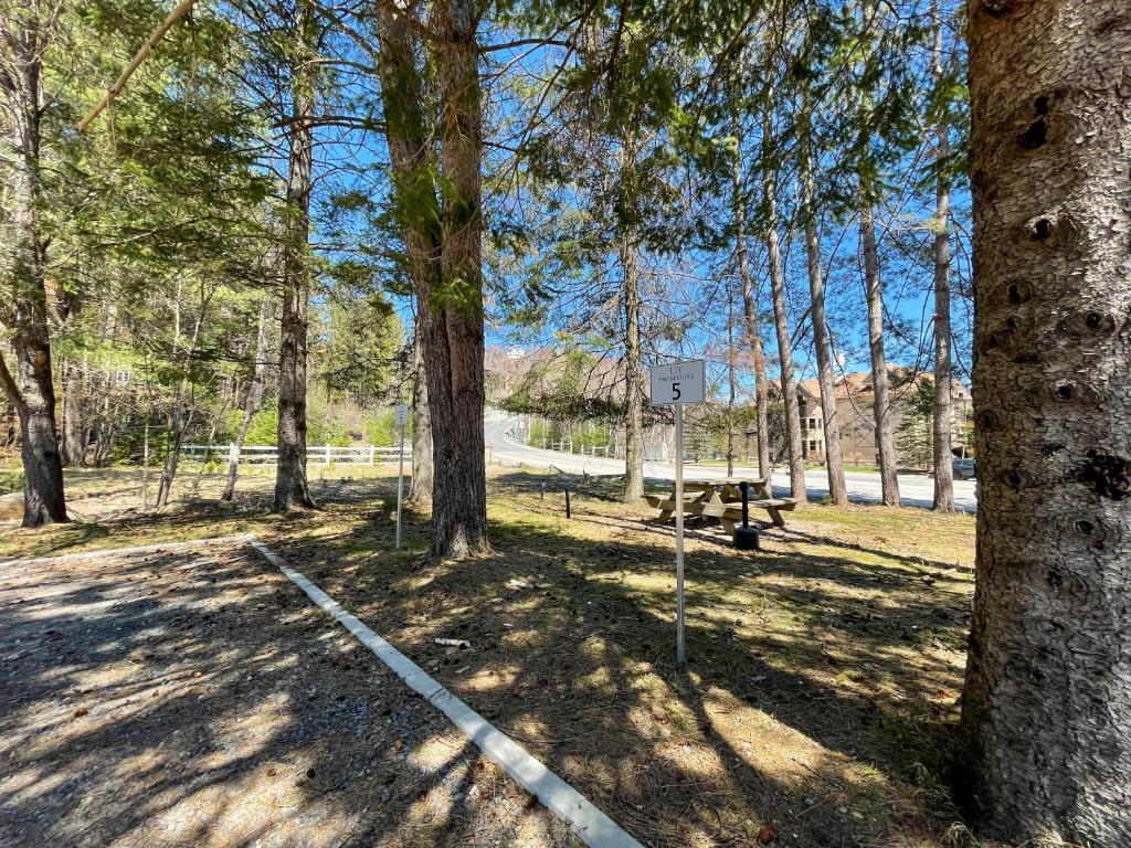 a park with a picnic table and trees at Complexe LIVTremblant by Gestion ELITE - LIV6 in Mont-Tremblant