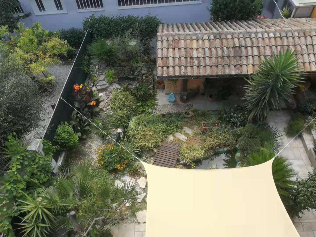 een uitzicht over de tuin met planten en bomen bij B&b A Casa Tua in Civitanova Marche