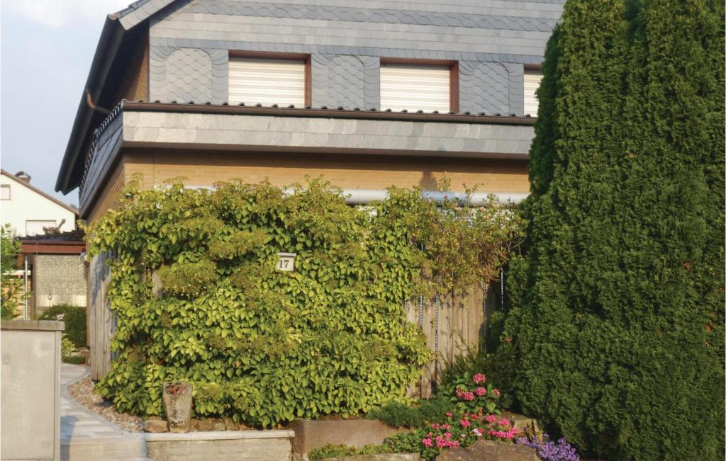 une maison avec une clôture et quelques buissons et fleurs dans l'établissement Lovely Apartment In Schieder-schwalenberg With Kitchen, à Schieder-Schwalenberg