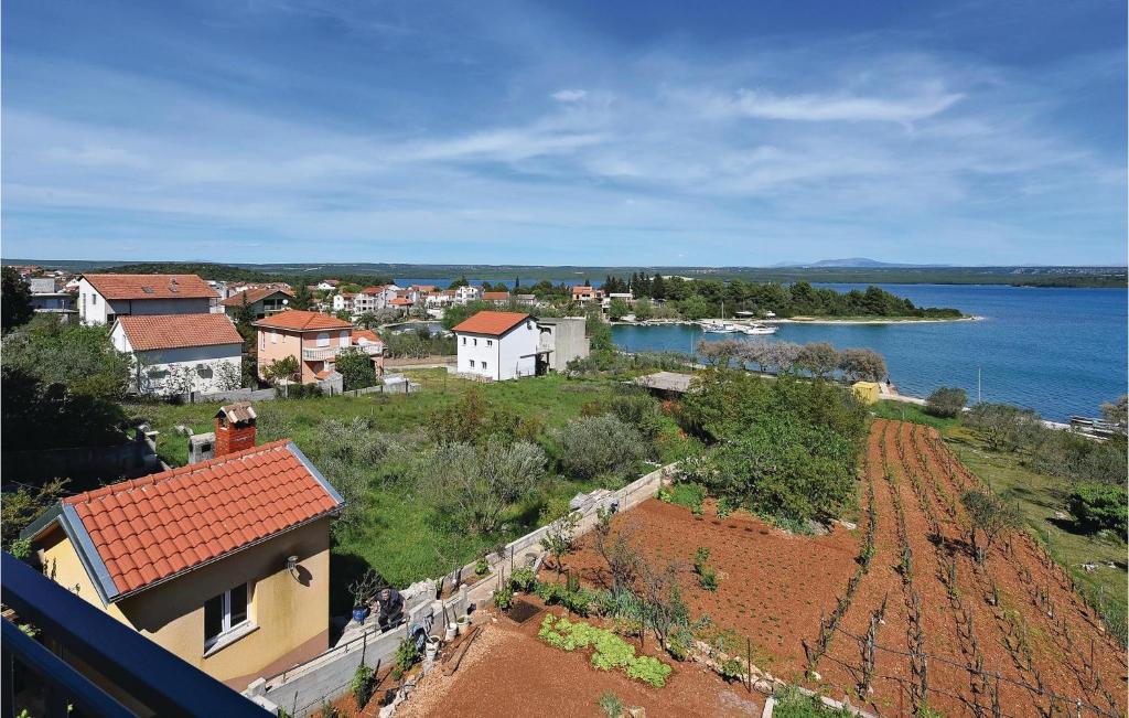 an aerial view of a town and a body of water at Beautiful Apartment In Raslina With Wifi in Raslina