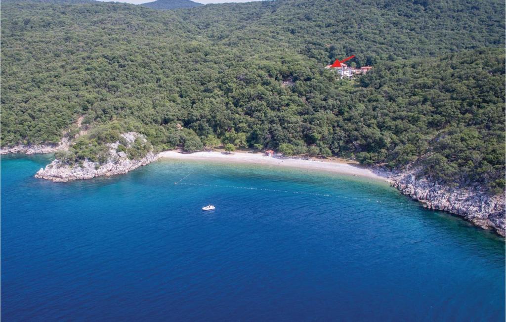 una vista aérea de una playa con un barco en el agua en Nice Home In Cres With Wifi en Cres