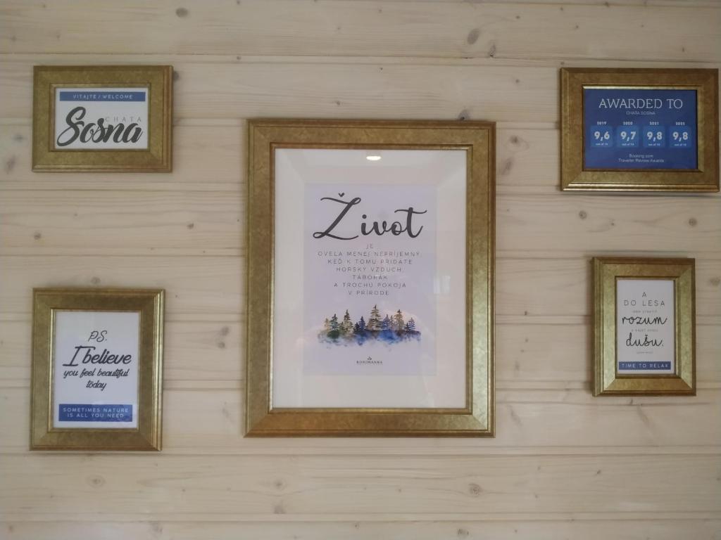 Certifikát, hodnocení, plakát nebo jiný dokument vystavený v ubytování Chata Sosna