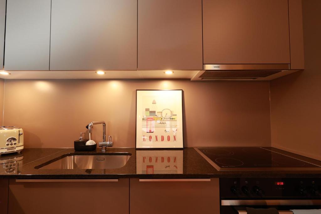 Kuchyň nebo kuchyňský kout v ubytování KoBi Apartments Falkenplatz