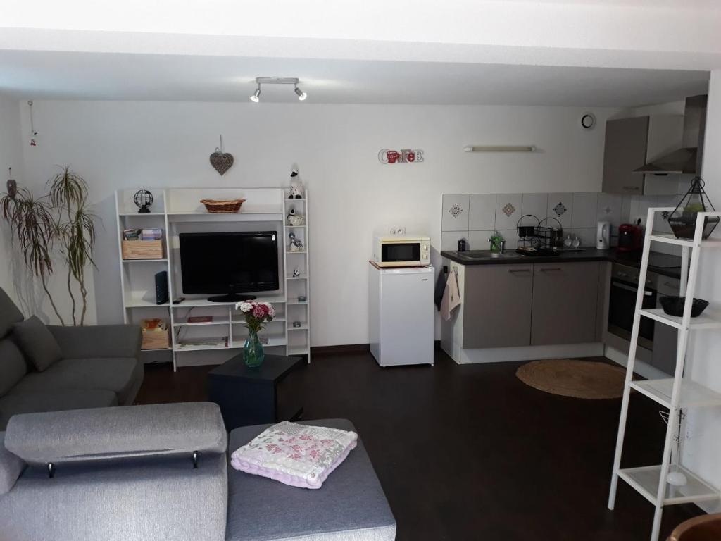 Кухня або міні-кухня у Appartement F2 de 50m2 équipé à 5min de Colmar