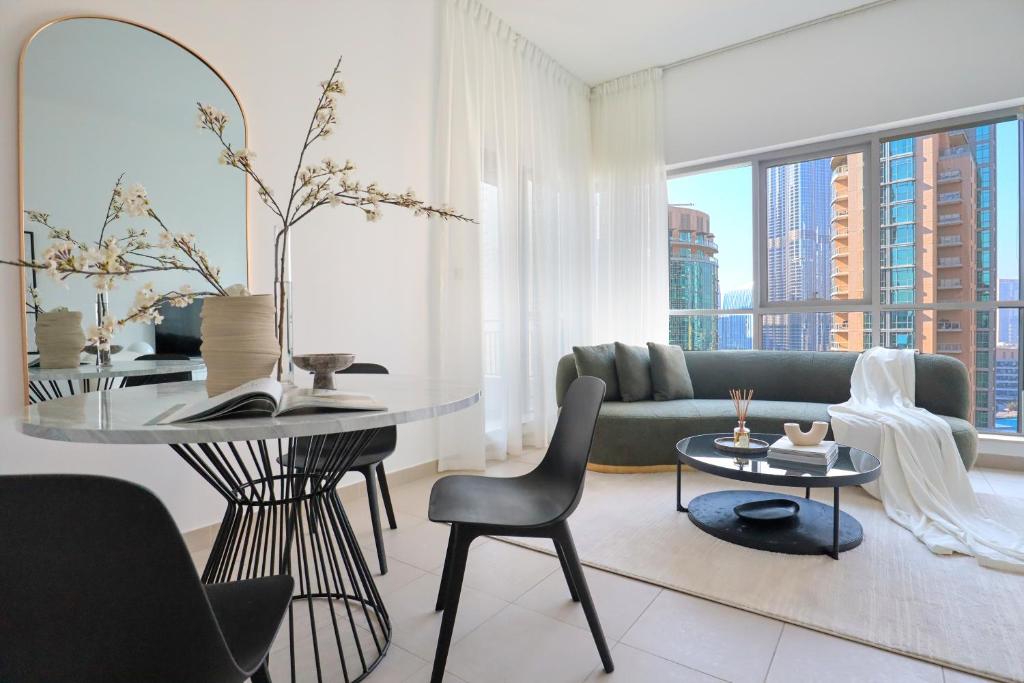 Posezení v ubytování HiGuests - Amazing Apartment overlooking Burj Khalifa!