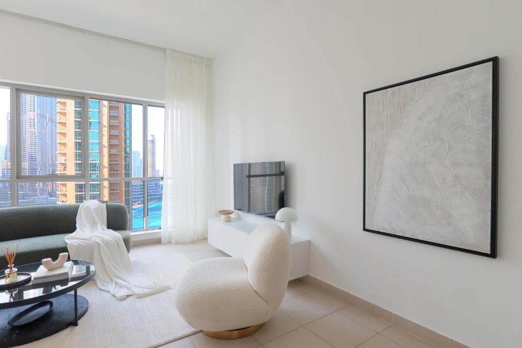 Posezení v ubytování HiGuests - Amazing Apartment overlooking Burj Khalifa!