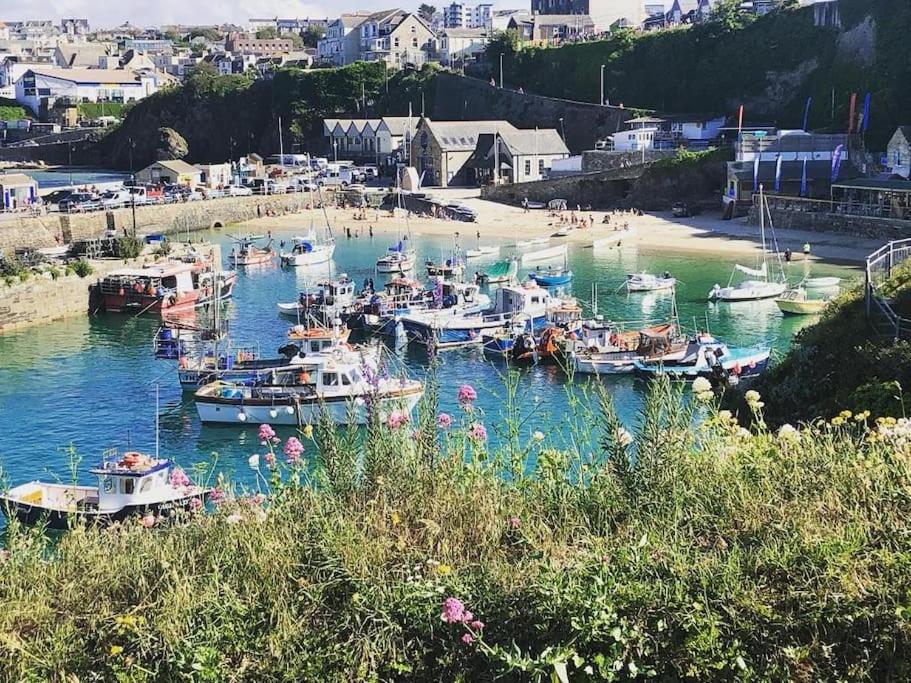 a group of boats are docked in a harbor at Newquay Holiday Home in Newquay