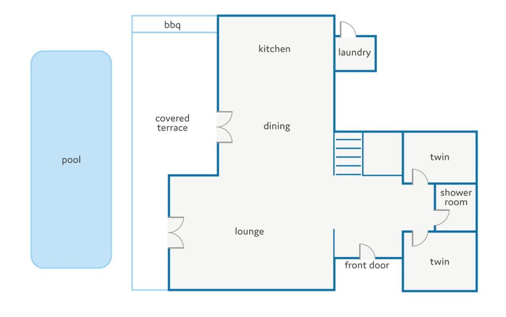The floor plan of Villa Serena Forcat by Villa Plus