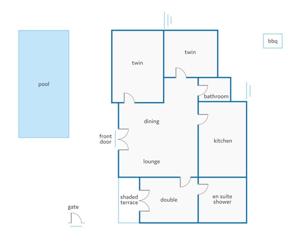 The floor plan of Villa Beltran by Villa Plus