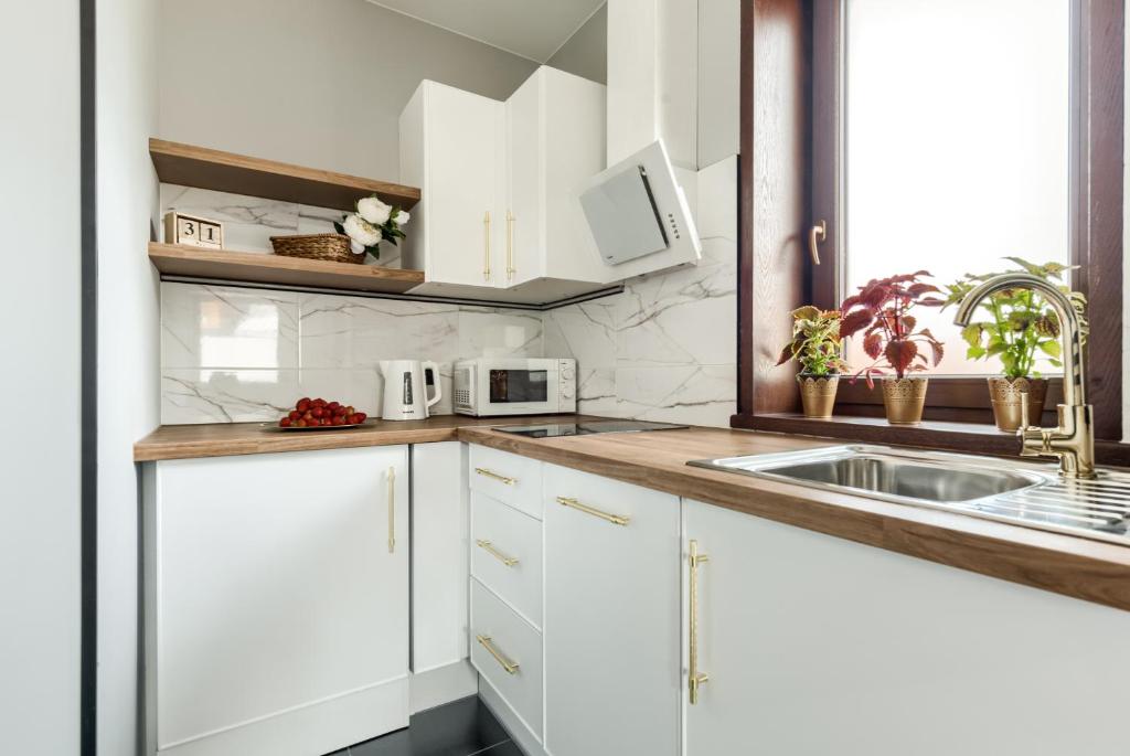 Kuchyňa alebo kuchynka v ubytovaní Przytulia Apartamenty i Pokoje