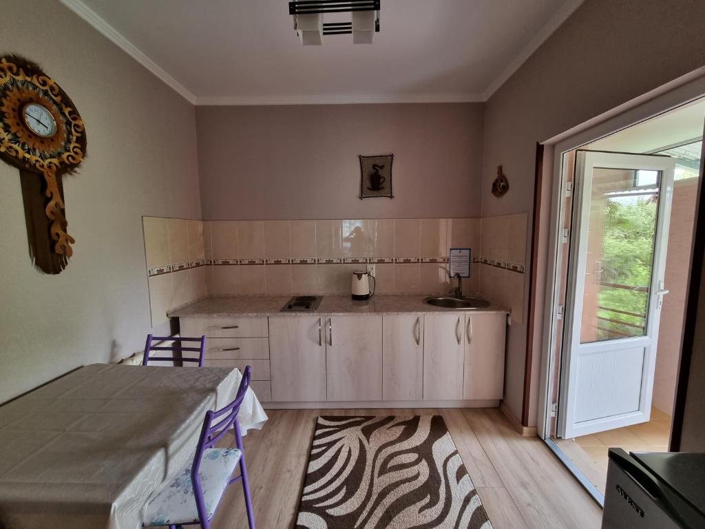 Kuchyň nebo kuchyňský kout v ubytování Guest House Moryachka