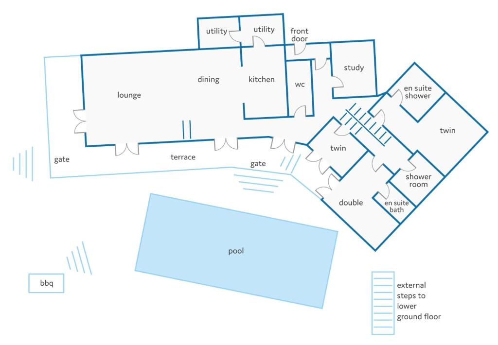 The floor plan of Villa Inma Calero by Villa Plus