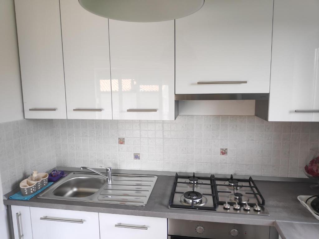 Kuchyň nebo kuchyňský kout v ubytování Apartman Ema