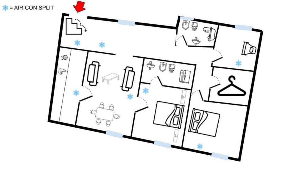 The floor plan of Seta spacious apartment next to the Duomo