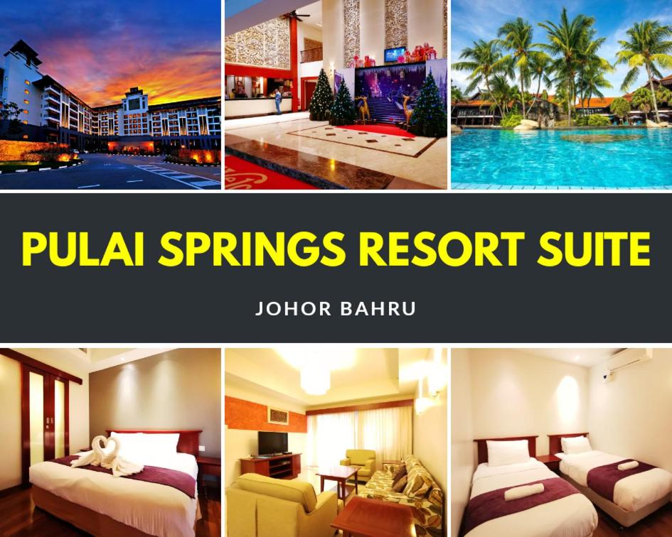 un collage de quatre photos d'un complexe avec une piscine dans l'établissement Amazing View Resort Suites - Pulai Springs Resort, à Skudai