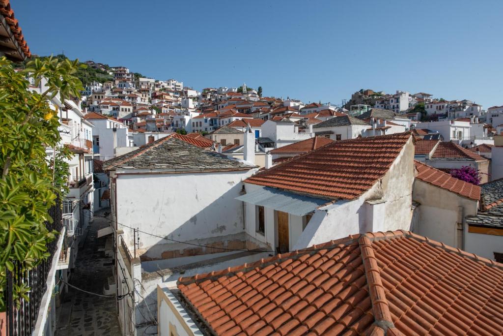 Nespecifikovaný výhled na destinaci Skopelos nebo výhled na město při pohledu z apartmánu