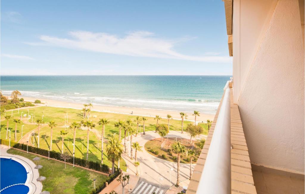 a view of the beach from the balcony of a building at Gorgeous Apartment In Oropesa Del Mar in Oropesa del Mar