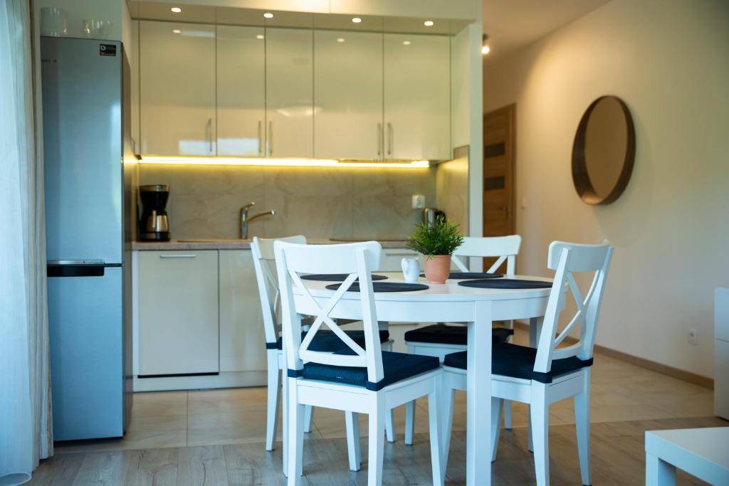 Kuchyňa alebo kuchynka v ubytovaní Holiday Family - W Dolinie Szczęścia apartamentowiec Bawaria