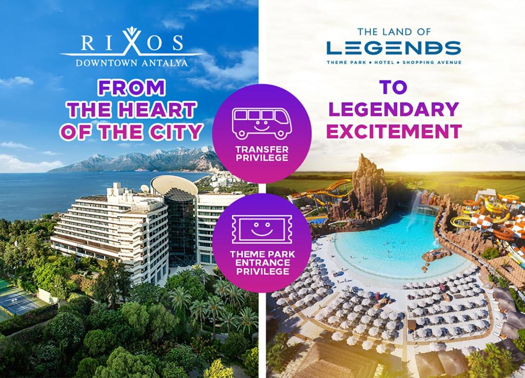 a collage of photos of a beach scene at Rixos Downtown Antalya All Inclusive - The Land of Legends Access in Antalya