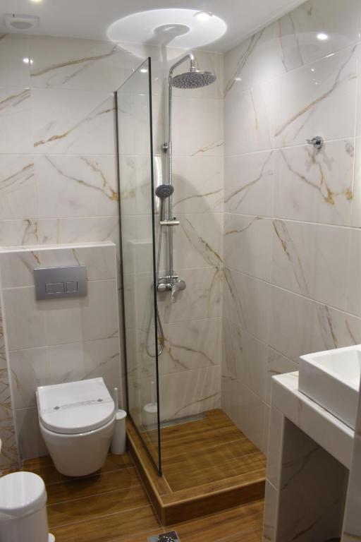 Koupelna v ubytování Hotel Lefkes