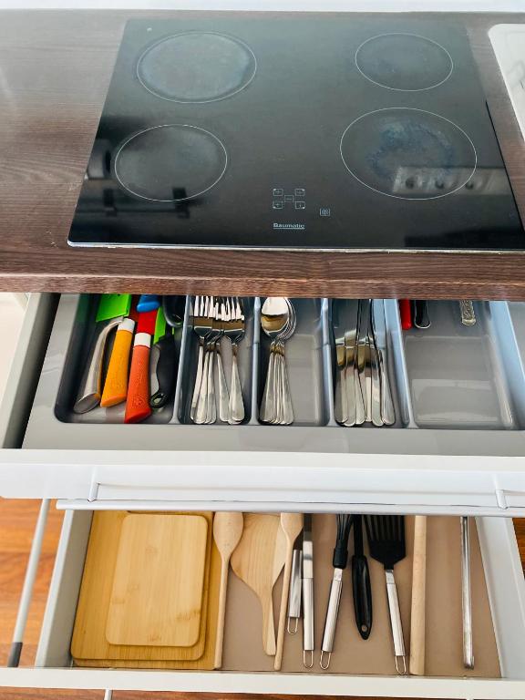 Kuchyň nebo kuchyňský kout v ubytování Apartment Mira