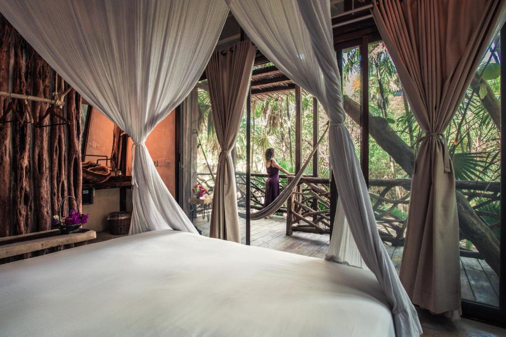 Hidden Treehouse Tulum Eco-Hotel - 豪华双人房间与阳台
