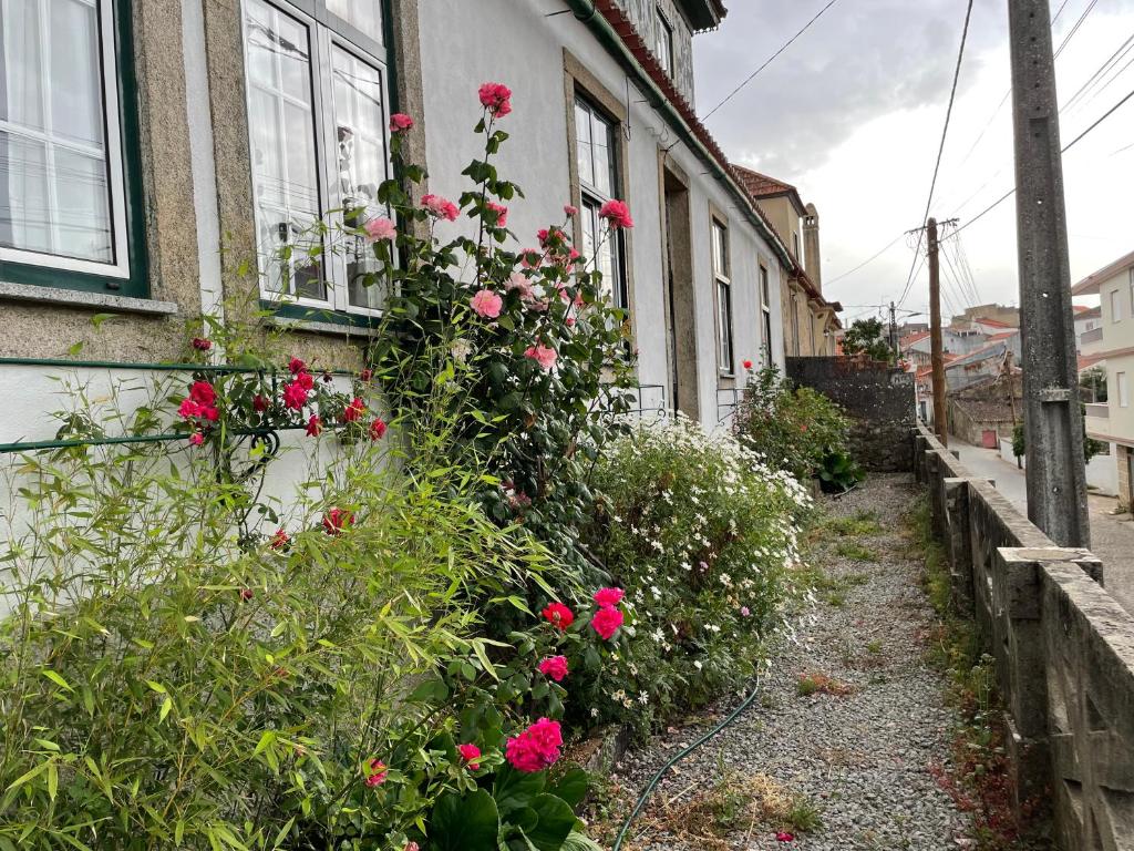 a house with roses growing on the side of it at Casa da Vila in Penamacor