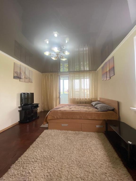 a bedroom with a large bed and a window at Strada 25 Octombrie in Tiraspol