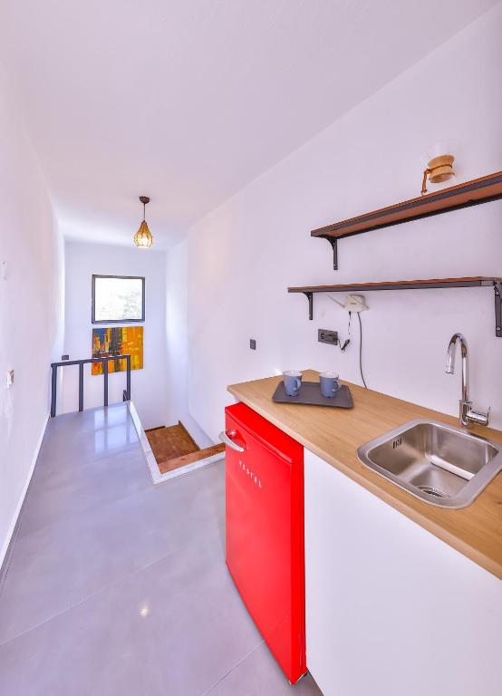 A kitchen or kitchenette at Villa Roxy 3 BR villa with one of the most unique gardens in Kalkan